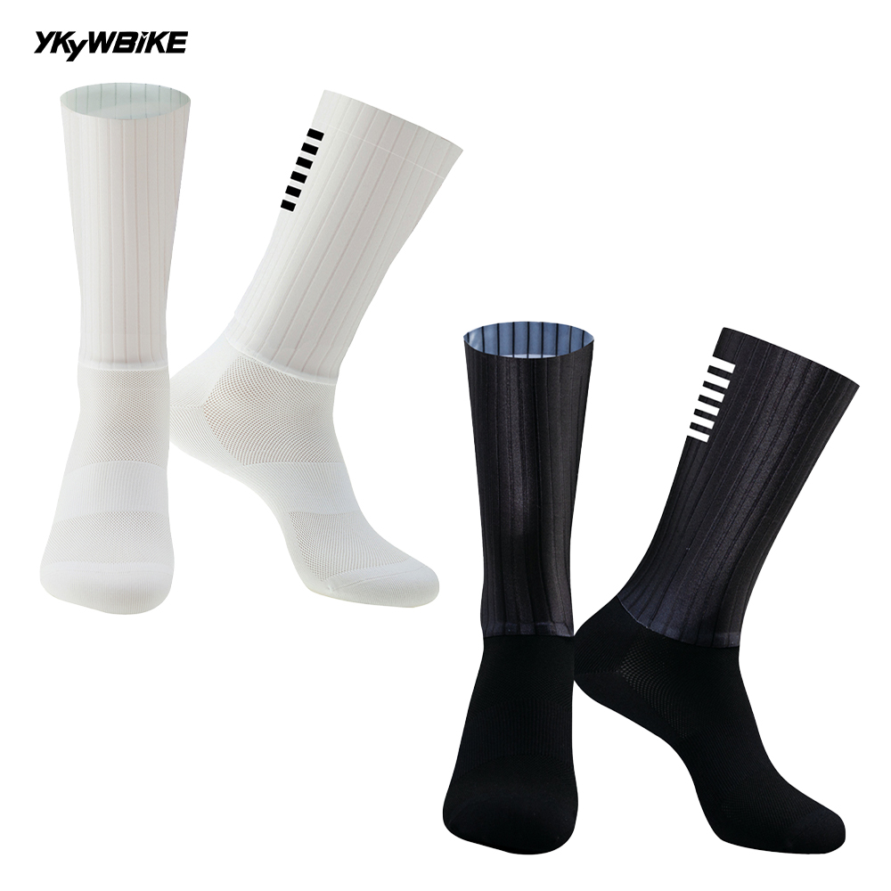 Ykyw Cycling Gear - YKYW noir blanc anti-dérapant Silicone chaussettes